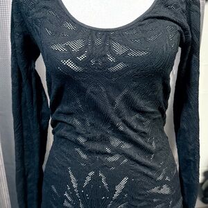 Black Lace Long Sleeve Top